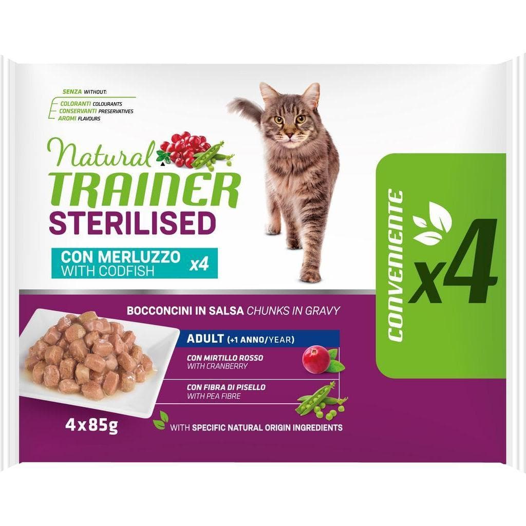 Natural Trainer Cat Adult Sterilised Codfish 4x85gr