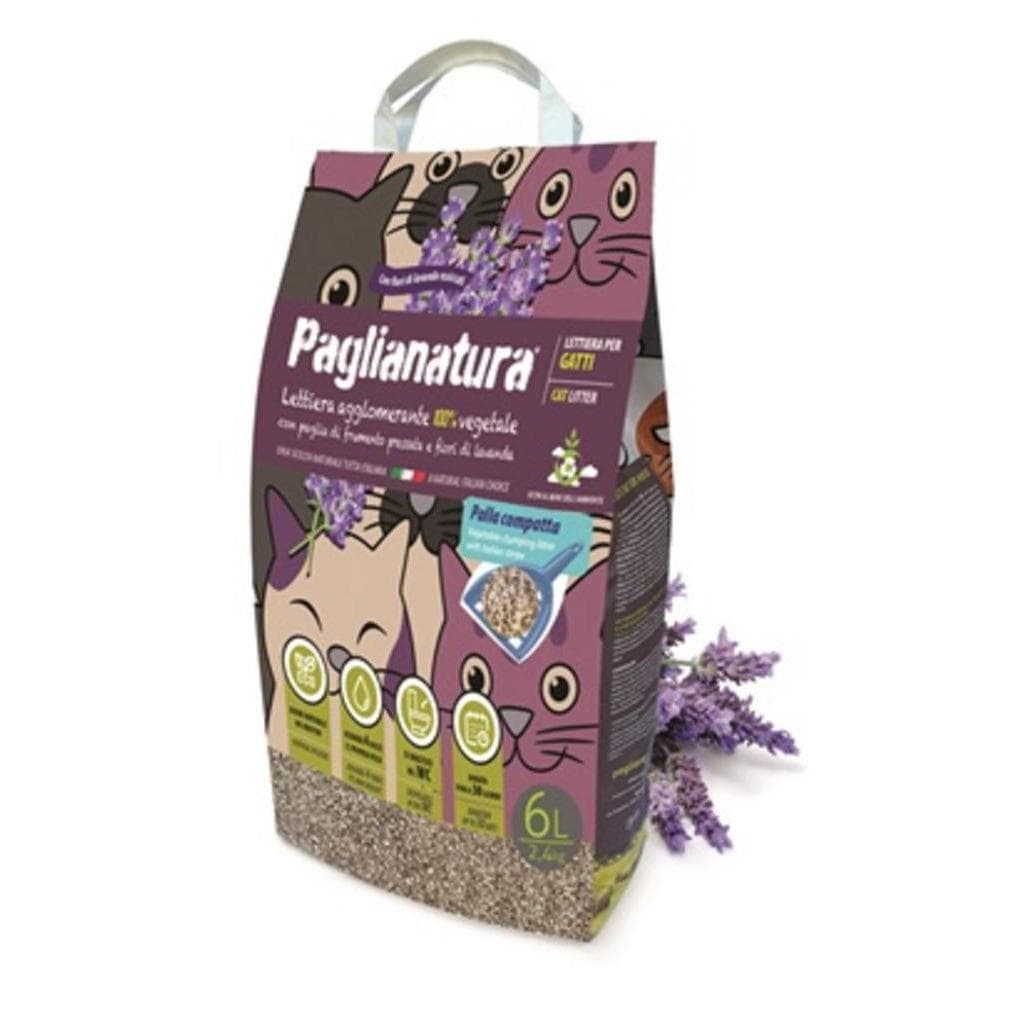 Paglia Natura Lettiera Gatti Agglomerante Lavanda 6lt