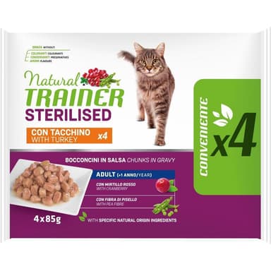 Natural Trainer Cat Adult Sterilised Turkey 4x85gr